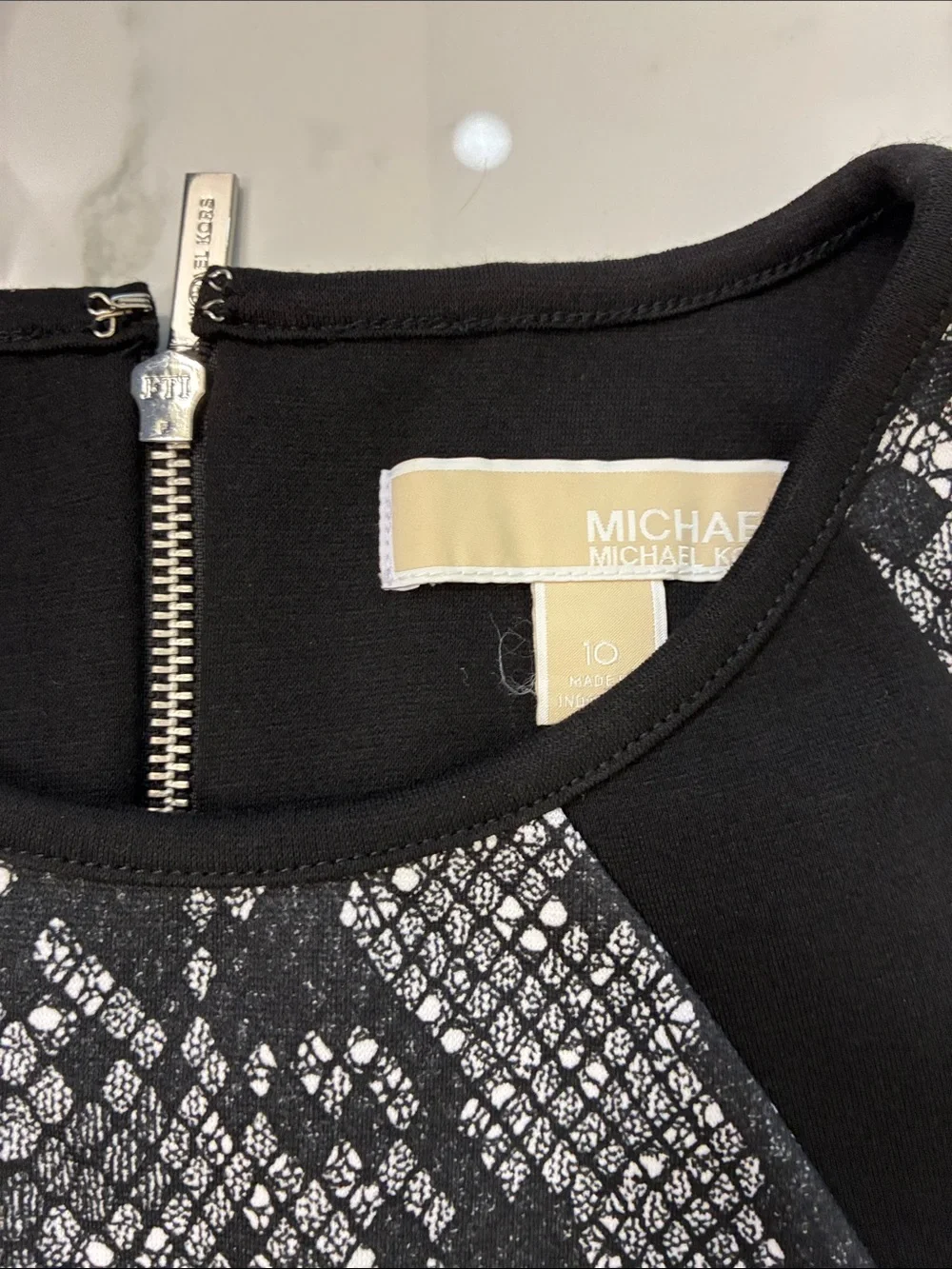 Michael Kors Black & Gray Snake-Print A-Line Dress